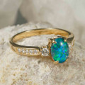 AGORA 14KT YELLOW GOLD & DIAMOND AUSTRALIAN OPAL RING