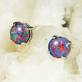 A  CHANTEL STERLING SILVER AUSTRALIAN OPAL STUD EARRINGS