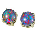 A  CHANTEL STERLING SILVER AUSTRALIAN OPAL STUD EARRINGS