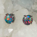 *    A KHALO STERLING SILVER AUSTRALIAN OPAL STUD EARRINGS