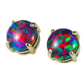 *    A KHALO STERLING SILVER AUSTRALIAN OPAL STUD EARRINGS
