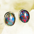 A SIREN GALORE STERLING SILVER AUSTRALIAN OPAL STUD EARRINGS