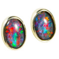 A WONDER FAIRY STERLING SILVER AUSTRALIAN OPAL STUD EARRINGS