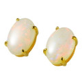 COLOR PASTEL 18KT YELLOW GOLD PLATED AUSTRALIAN WHITE OPAL STUD EARRINGS