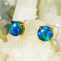 * 1 SAMBA 18KT YELLOW GOLD PLATED AUSTRALIAN OPAL STUD EARRINGS