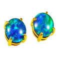 * 1 SAMBA 18KT YELLOW GOLD PLATED AUSTRALIAN OPAL STUD EARRINGS