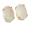 SAORI 14KT GOLD NATURAL AUSTRALIAN WHITE OPAL STUD EARRINGS