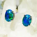* 1 AN OCEAN HARMONY 14KT WHITE GOLD AUSTRALIAN OPAL EARRINGS