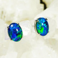 * 1 AN OCEAN HARMONY 14KT WHITE GOLD AUSTRALIAN OPAL EARRINGS