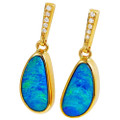 * A CHROMAVIVE 14KT YELLOW GOLD & DIAMOND AUSTRALIAN OPAL DROP EARRINGS