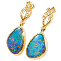 *1 PRISMATICA 14KT YELLOW GOLD & DIAMOND AUSTRALIAN OPAL DROP EARRINGS
