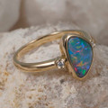 DISCO WHIRLPOOL 14KT YELLOW GOLD & DIAMOND AUSTRALIAN OPAL RING
