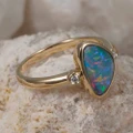 * 1 DISCO WHIRLPOOL 14KT YELLOW GOLD & DIAMOND AUSTRALIAN OPAL RING