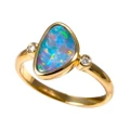 * 1 DISCO WHIRLPOOL 14KT YELLOW GOLD & DIAMOND AUSTRALIAN OPAL RING