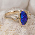 DREAMY DELIGHT 14KT YELLOW GOLD & DIAMOND AUSTRALIAN OPAL RING