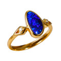 DREAMY DELIGHT 14KT YELLOW GOLD & DIAMOND AUSTRALIAN OPAL RING