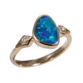 * A LAGOON LOTION 14KT YELLOW GOLD & DIAMOND AUSTRALIAN OPAL RING
