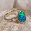 LAGOON LOTION 14KT YELLOW GOLD & DIAMOND AUSTRALIAN OPAL RING