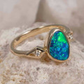 LAGOON LOTION 14KT YELLOW GOLD & DIAMOND AUSTRALIAN OPAL RING