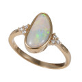 * RADIANT REMNANT 14KT YELLOW GOLD & DIAMOND AUSTRALIAN WHITE OPAL RING