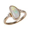 * RADIANT REMNANT 14KT YELLOW GOLD & DIAMOND AUSTRALIAN WHITE OPAL RING