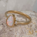 REVELATION RELICS 14KT YELLOW GOLD & DIAMOND AUSTRALIAN WHITE OPAL RING