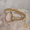 REVELATION RELICS 14KT YELLOW GOLD & DIAMOND AUSTRALIAN WHITE OPAL RING