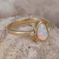 REVELATION RELICS 14KT YELLOW GOLD & DIAMOND AUSTRALIAN WHITE OPAL RING