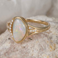 * 1 RENDEZVOUS 14KT YELLOW GOLD & DIAMOND AUSTRALIAN WHITE OPAL RING
