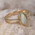 CARNIVAL SPLENDOR 14KT YELLOW GOLD & DIAMOND AUSTRALIAN WHITE OPAL RING