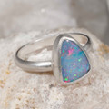* 1 FLASH ENSEMBLE STERLING SILVER AUSTRALIAN OPAL RING