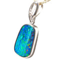 DAPHNE'S JEWEL 14KT WHITE GOLD & DIAMOND AUSTRALIAN OPAL NECKLACE