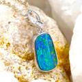* 1 DAPHNE'S JEWEL 14KT WHITE GOLD & DIAMOND AUSTRALIAN OPAL NECKLACE