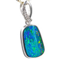 * 1 DAPHNE'S JEWEL 14KT WHITE GOLD & DIAMOND AUSTRALIAN OPAL NECKLACE
