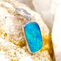 PURE BEAUTY 14KT WHITE GOLD & DIAMOND AUSTRALIAN OPAL NECKLACE