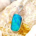 * 1 PURE BEAUTY 14KT WHITE GOLD & DIAMOND AUSTRALIAN OPAL NECKLACE