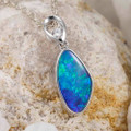 WONDER FUN 14KT WHITE GOLD & DIAMOND AUSTRALIAN OPAL NECKLACE