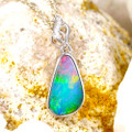 HONEYBEAD 14KT WHITE GOLD & DIAMOND AUSTRALIAN OPAL NECKLACE