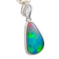 * 1 HONEYBEAD 14KT WHITE GOLD & DIAMOND AUSTRALIAN OPAL NECKLACE