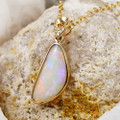 BEARING GIFT 14KT WHITE GOLD & DIAMOND AUSTRALIAN SOLID WHITE OPAL NECKLACE