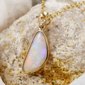 BEARING GIFT 14KT GOLD & DIAMOND AUSTRALIAN SOLID WHITE OPAL NECKLACE
