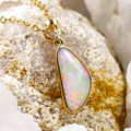 BEARING GIFT 14KT GOLD & DIAMOND AUSTRALIAN SOLID WHITE OPAL NECKLACE