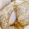 BEARING GIFT 14KT GOLD & DIAMOND AUSTRALIAN SOLID WHITE OPAL NECKLACE