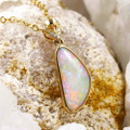 BEARING GIFT 14KT GOLD & DIAMOND AUSTRALIAN SOLID WHITE OPAL NECKLACE