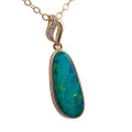 GOLDEN HUE 14KT YELLOW GOLD & DIAMOND AUSTRALIAN OPAL NECKLACE