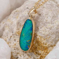 * 1 GOLDEN HUE 14KT YELLOW GOLD & DIAMOND AUSTRALIAN OPAL NECKLACE