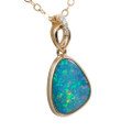 * 1 A WILD BERRY 14KT YELLOW GOLD & DIAMOND AUSTRALIAN OPAL NECKLACE