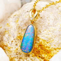 * COOKIE CRUMBLE 14KT YELLOW GOLD & DIAMOND AUSTRALIAN OPAL NECKLACE