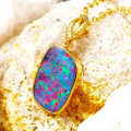 LEMON DROP 14KT YELLOW GOLD & DIAMOND AUSTRALIAN OPAL NECKLACE