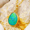 * 1 CANDY SPRINKLES 14KT YELLOW GOLD & DIAMOND AUSTRALIAN OPAL NECKLACE